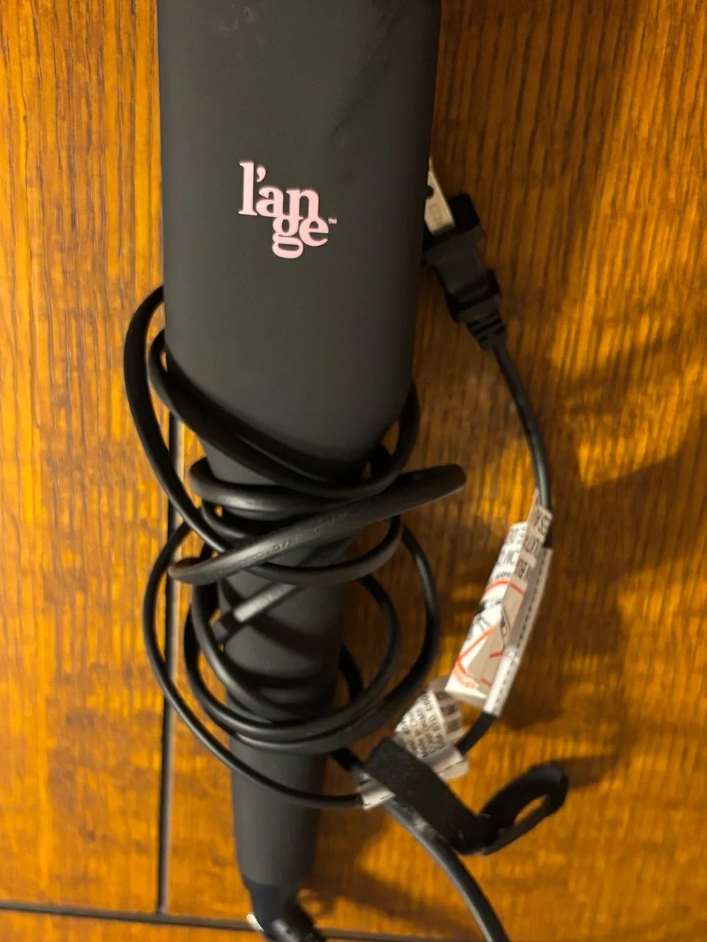 Lange Black Hair Straightener with Pink Logo